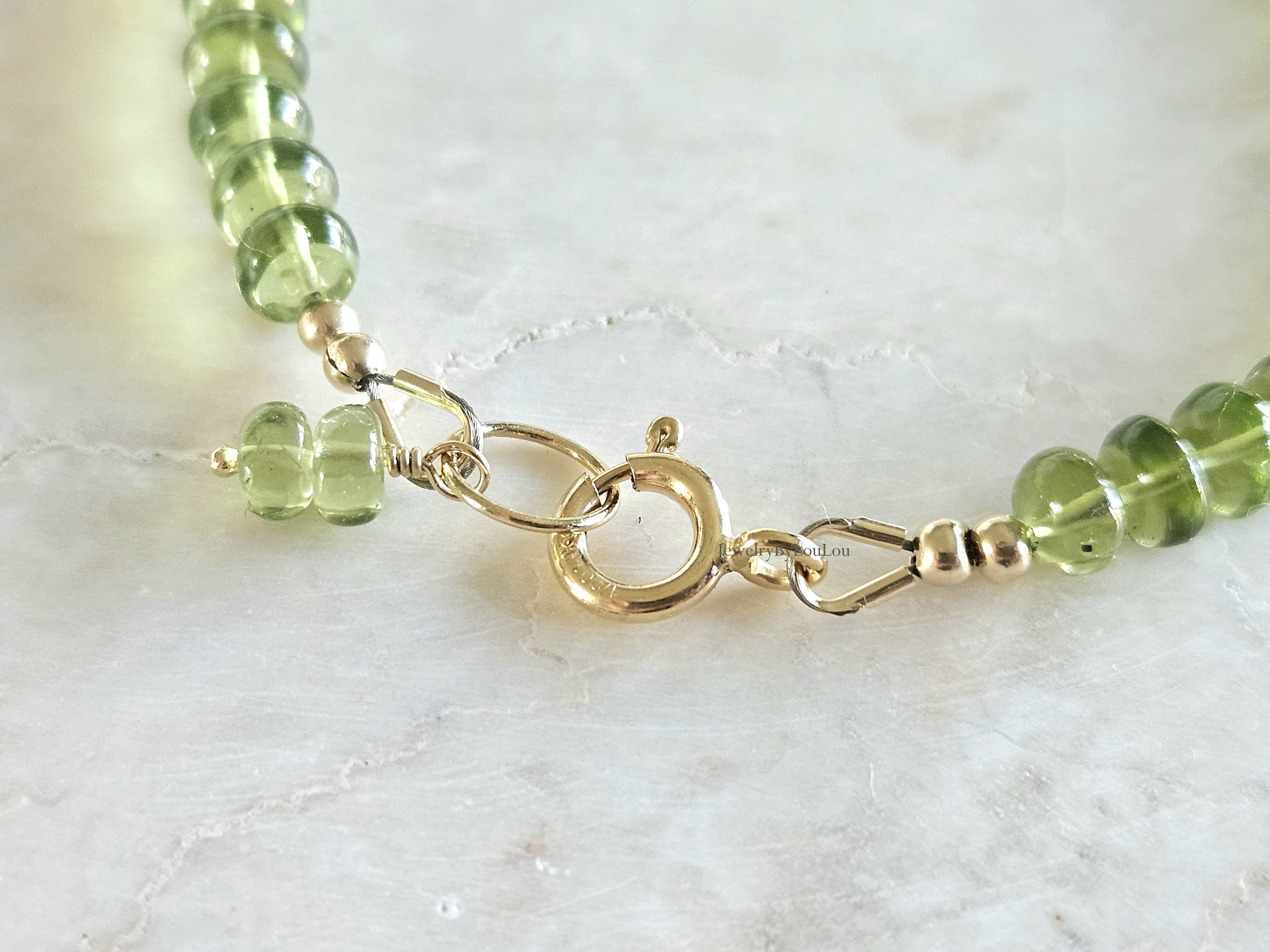 AAA kwaliteit Peridoot edelstenen kralen armband, 14k goldfilled & 925 sterling zilver