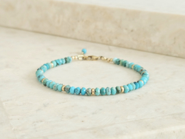 Turquoise beaded bracelet, 14k goldfilled - 925 sterling silver
