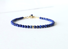 AAA Lapis Lazuli  kralenarmband, 14k goldfilled - 925 sterling zilver