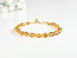 Madeira Citrien edelstenen kralen armband, leverbaar 14k goldfilled - 925 sterling zilver