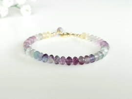 Fluoriet kralen armband, 14k goldfilled & 925 sterling zilver