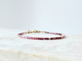 Multi Spinel kralen armband, 2mm,  925 sterling zilver - 14k goldfilled
