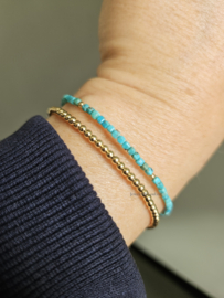 Arizona Turquoise edelstenen kralen armband, leverbaar 14k goldfilled - 925 sterling zilver