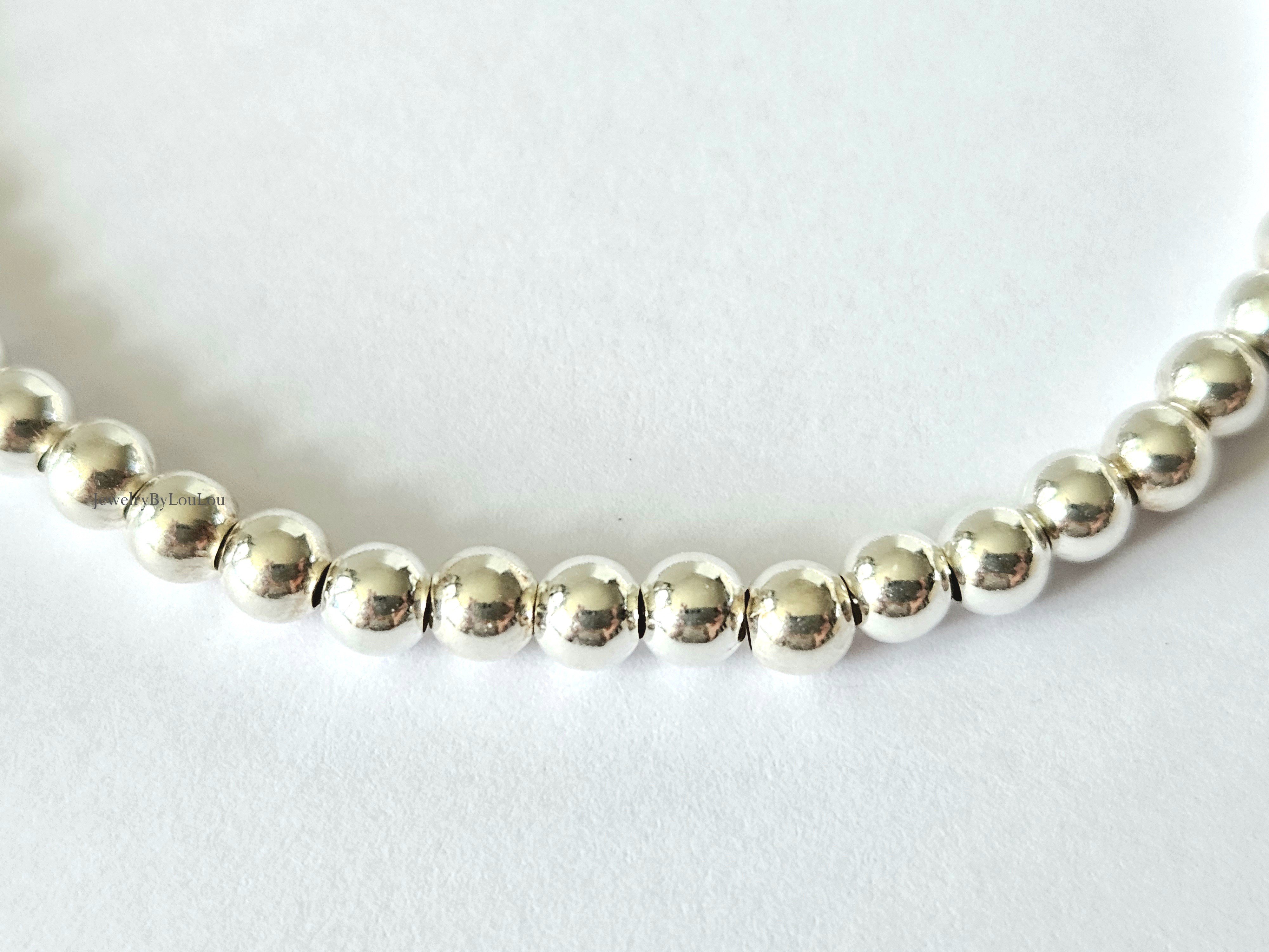 925 sterling zilveren kralen armband 4mm, leverbaar sluiting - elastiek