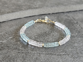 Aquamarijn en Morganiet  armband in AAA kwaliteit, 14k goldfilled & 925 sterling zilver