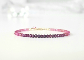 Robijn edelstenen kralen armband, leverbaar  in 14k goldfilled & 925 sterling zilver