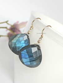 Labradoriet oorbellen  14k goldfilled & 925 sterling zilver