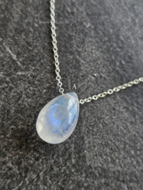 Fijn kettinkje met maansteen druppel, 14k goldfilled & 925 sterling zilver