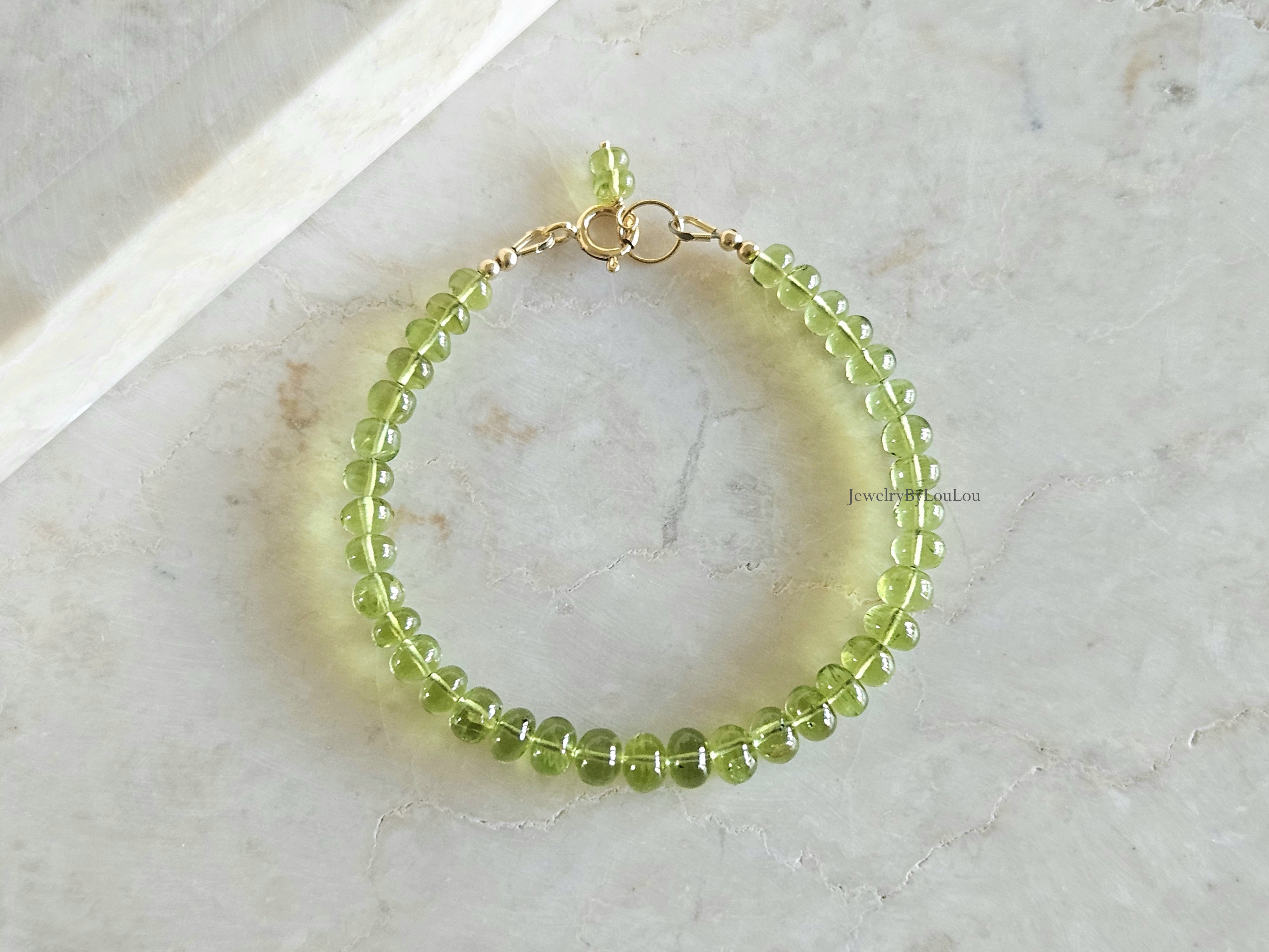 AAA kwaliteit Peridoot edelstenen kralen armband, 14k goldfilled & 925 sterling zilver
