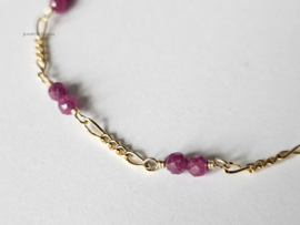 Fiagaro schakelarmband Robijn, 14k goldfilled & 925 sterling zilver