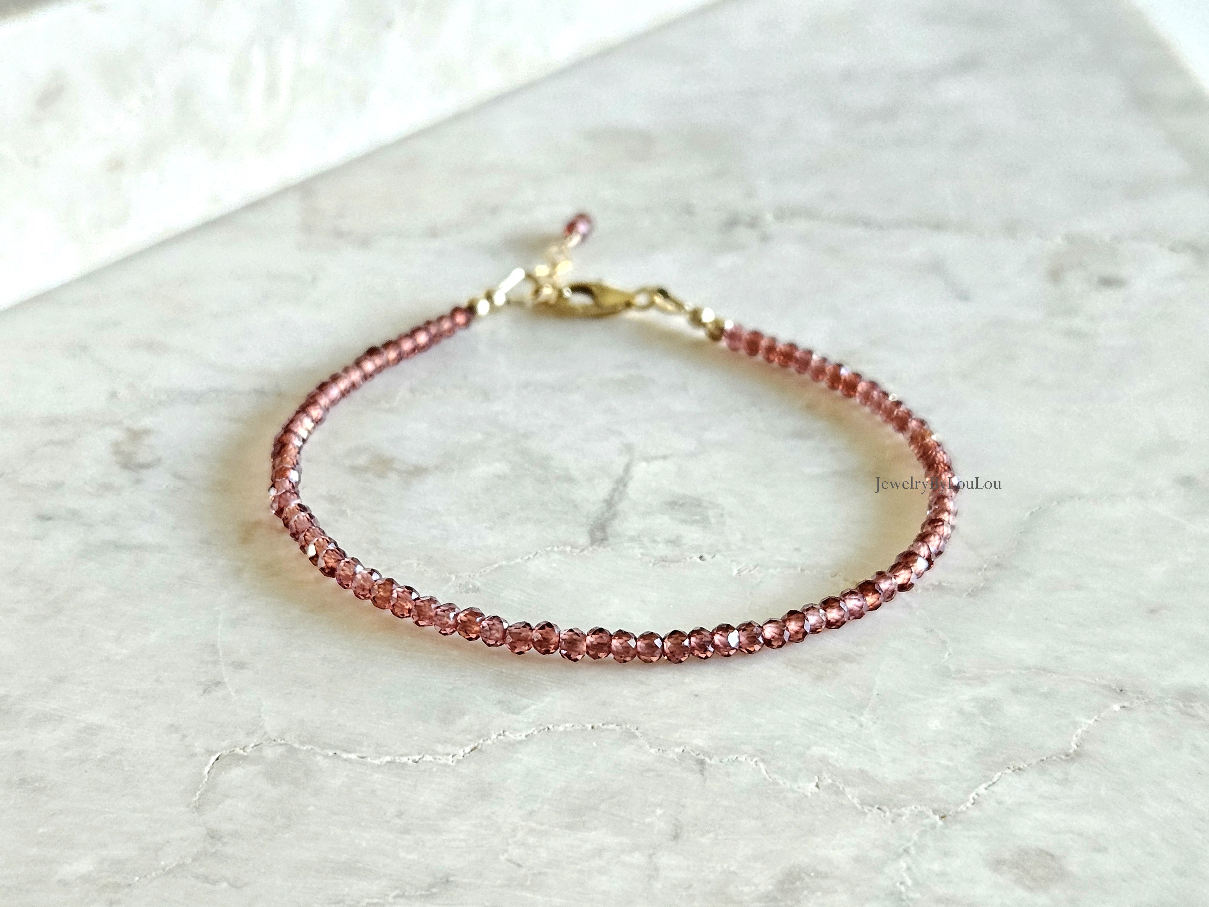 AAA Malaya Granaat  kralen armband  14k goldfilled - 925 sterling zilver