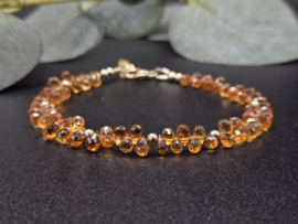 Citrien edelstenen kralen armband, leverbaar 14k goldfilled - 925 sterling zilver