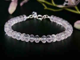 Rozenkwarts kralen armband, leverbaar 14k goldfilled - 925 sterling zilver