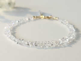 Herkimer diamant edelstenen kralen armband, leverbaar 14k goldfilled - 925 sterling zilver