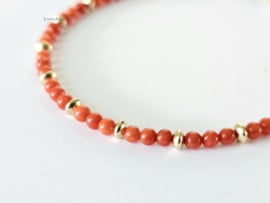 Italian coral beaded bracelet, 14k goldfilled & 925 sterling silver