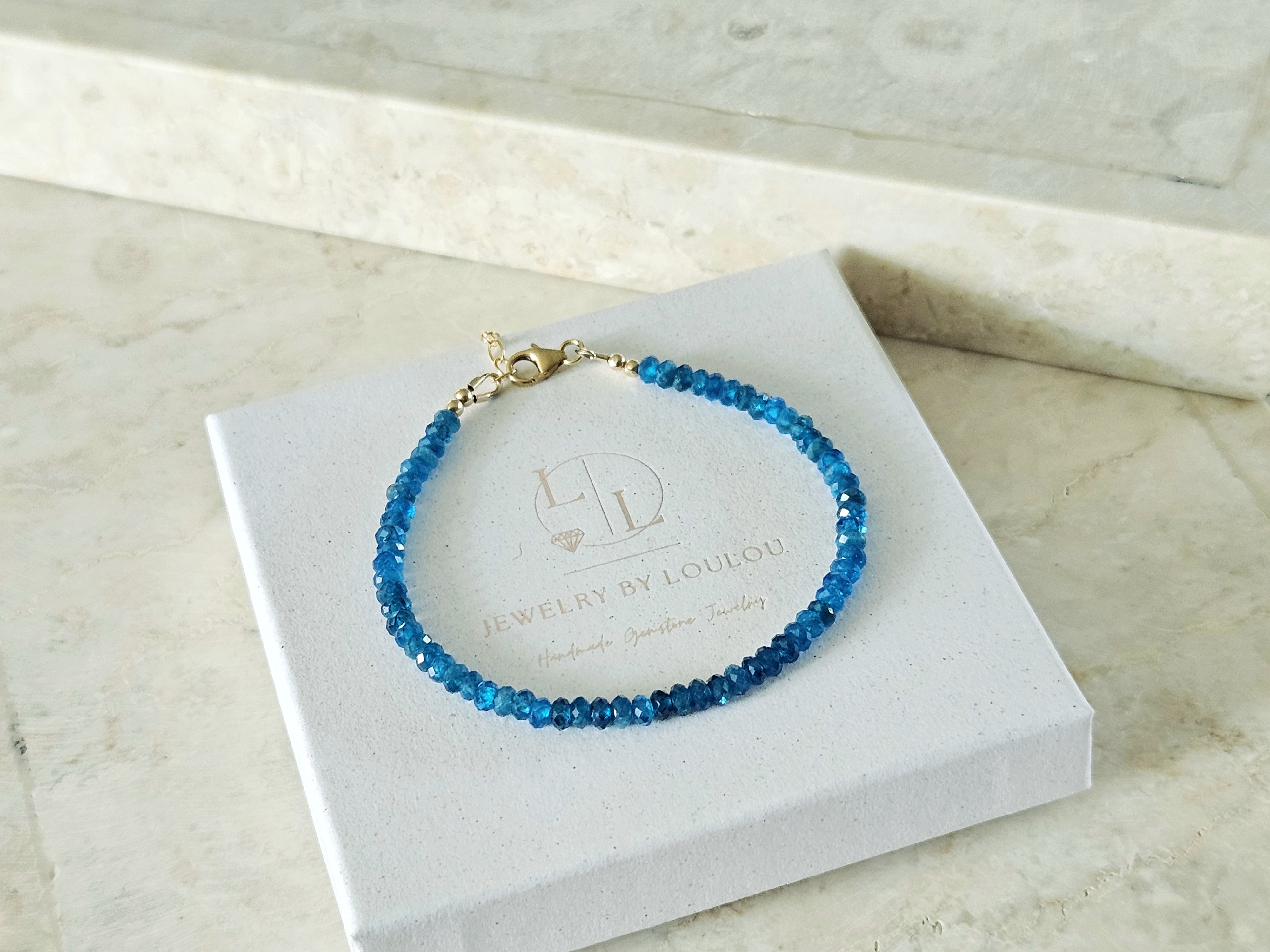 Neon Apatiet edelstenen kralen armband, leverbaar 14k goldfilled - 925 sterling zilver