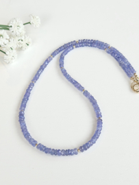Tanzaniet kralen ketting, 14k goldfilled - 925 sterling zilver