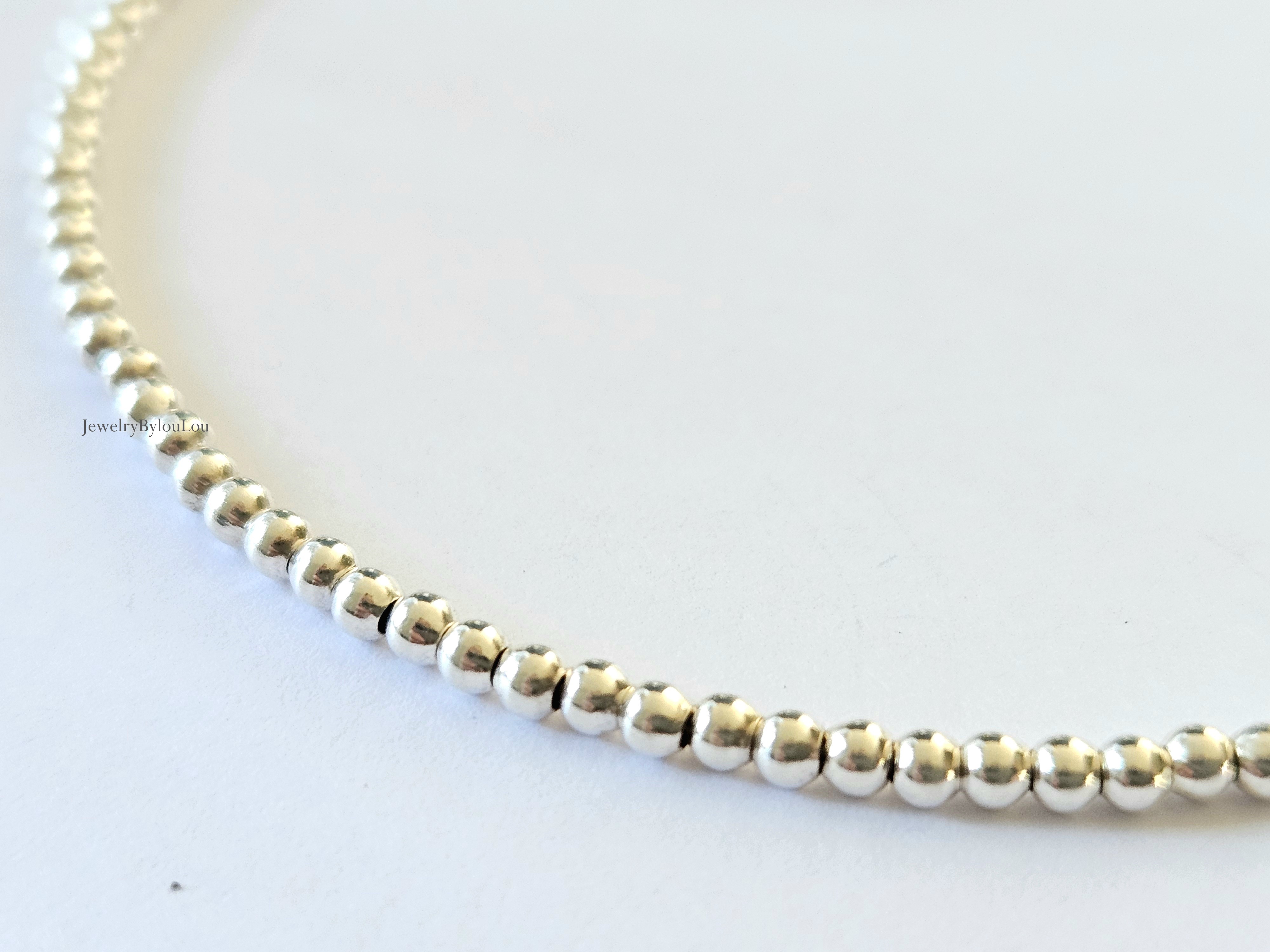 925 sterling zilver kralen armband 2mm, leverbaar sluiting - elastiek