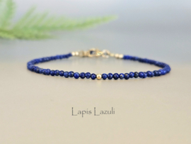 Lapis Lazuli  kralen armband, leverbaar 14k goldfilled - 925 sterling zilver