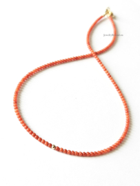 Italiaanse Koraal kralen ketting 14k goldfilled - 925 sterling zilver