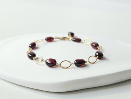 Mozambique garnet bracelet 14k gold-filled 925 sterling silver