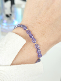 Tanzaniet kralen armband, leverbaar 14k goldfilled - 925 sterling zilver
