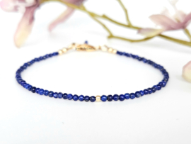 Lapis Lazuli  kralen armband, leverbaar 14k goldfilled - 925 sterling zilver