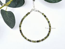 Groene Toermalijn kralen armband, leverbaar 14k goldfilled - 925 sterling zilver