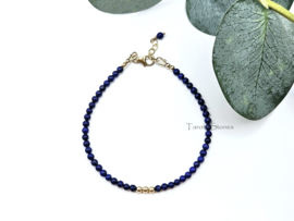 Lapis Lazuli kralen armband, 14k goldfilled - 925 sterling zilver