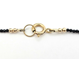 Black tourmaline and champagne zircon bead necklace, 14k goldfilled - 925 sterling silver