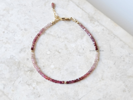 Multi Spinel beaded bracelet, 2mm, 925 sterling silver - 14k gold-filled