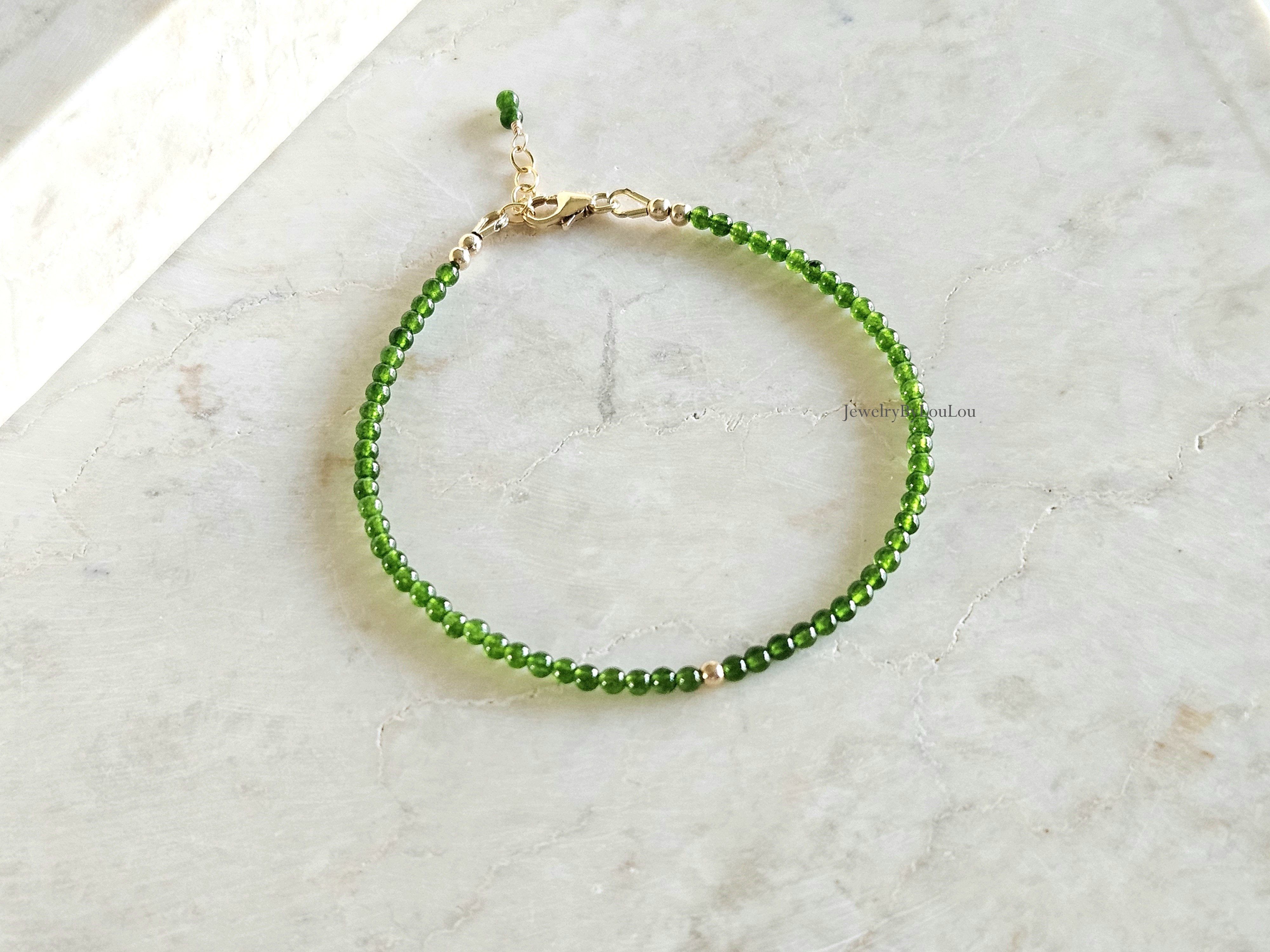 Taiwanese groene Jade kralen armband, 14k goldfilled - 925 sterling zilver