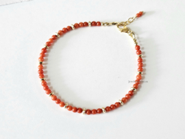 Italian coral beaded bracelet, 14k goldfilled & 925 sterling silver