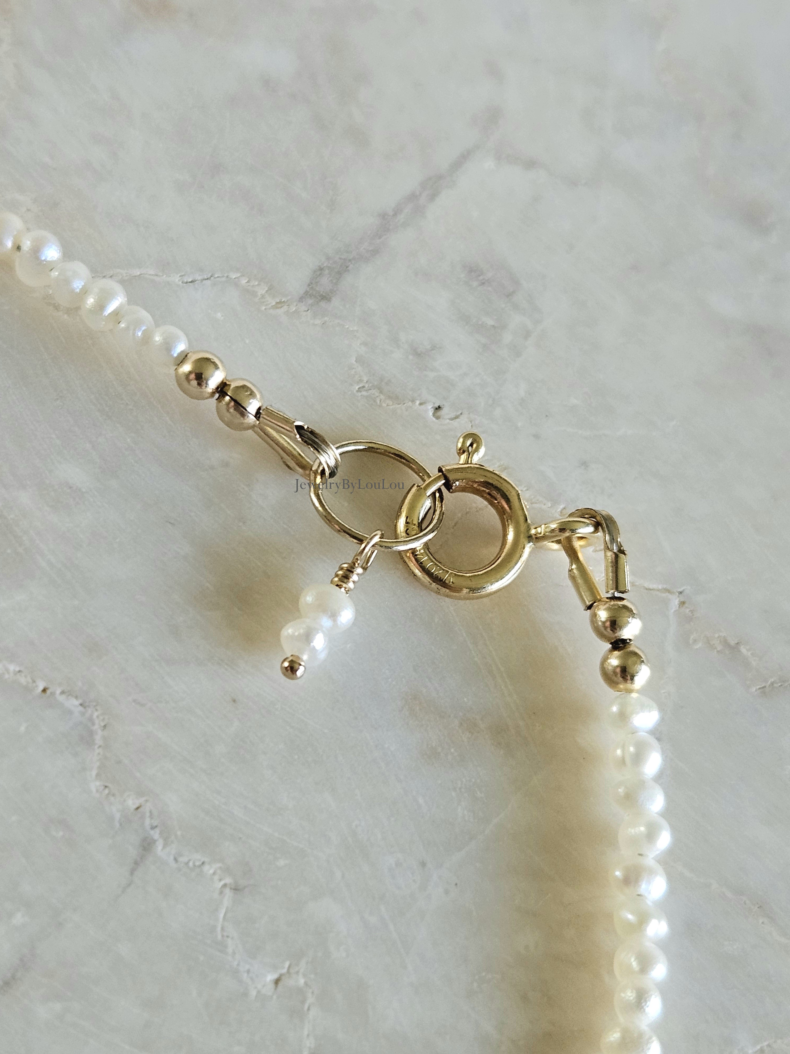 Zoetwaterparels en Edelstenen kralen ketting, 14k goldfilled - 925 sterling zilver