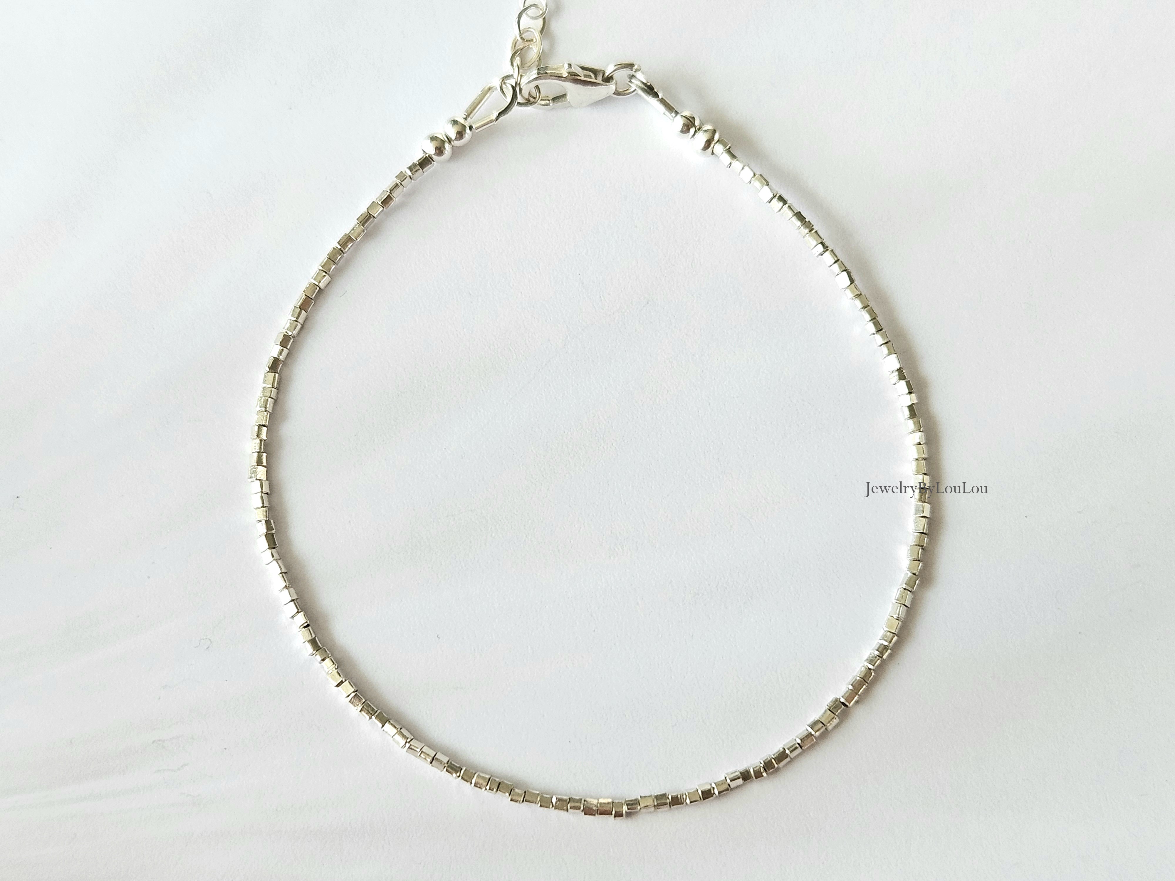 925 sterling silver hill tribe beaded braclet 1mm
