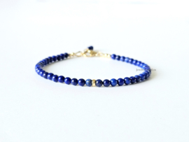 AAA Lapis Lazuli  kralenarmband, 14k goldfilled - 925 sterling zilver