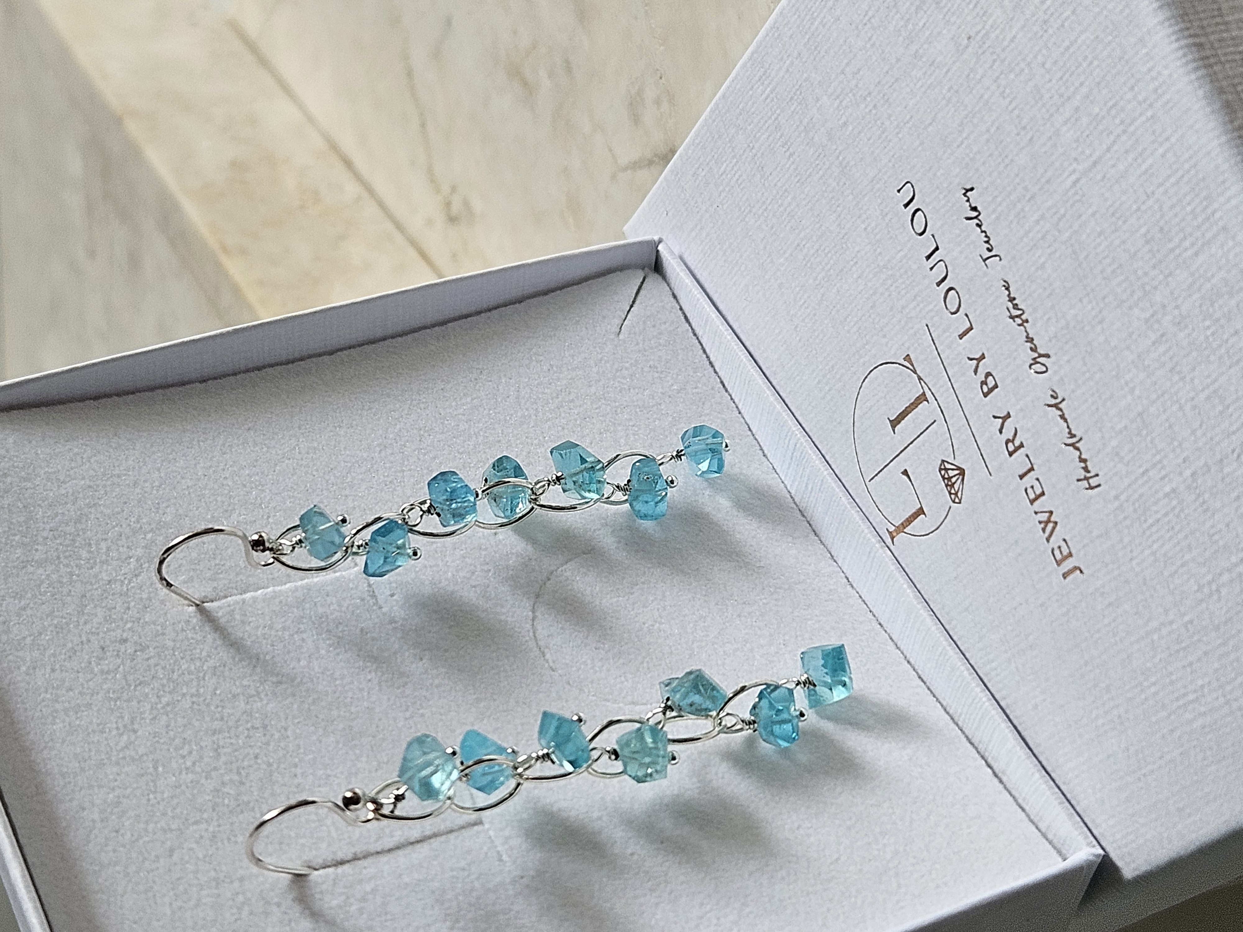 Sky Blue Apatiet oorbellen, 14k goldfilled - 925 Sterling zilver