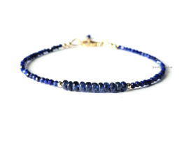 Lapis Lazuli  en Kyaniet kralenarmband, 14k goldfilled - 925 sterling zilver