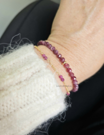 Roze Rubelliet Toermalijn armband, 14k goldfilled & 925 sterling zilver