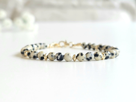 Dalmatian jasper beaded bracelet 14k goldfilled 