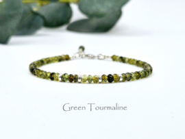 Groene Toermalijn kralen armband, leverbaar 14k goldfilled - 925 sterling zilver