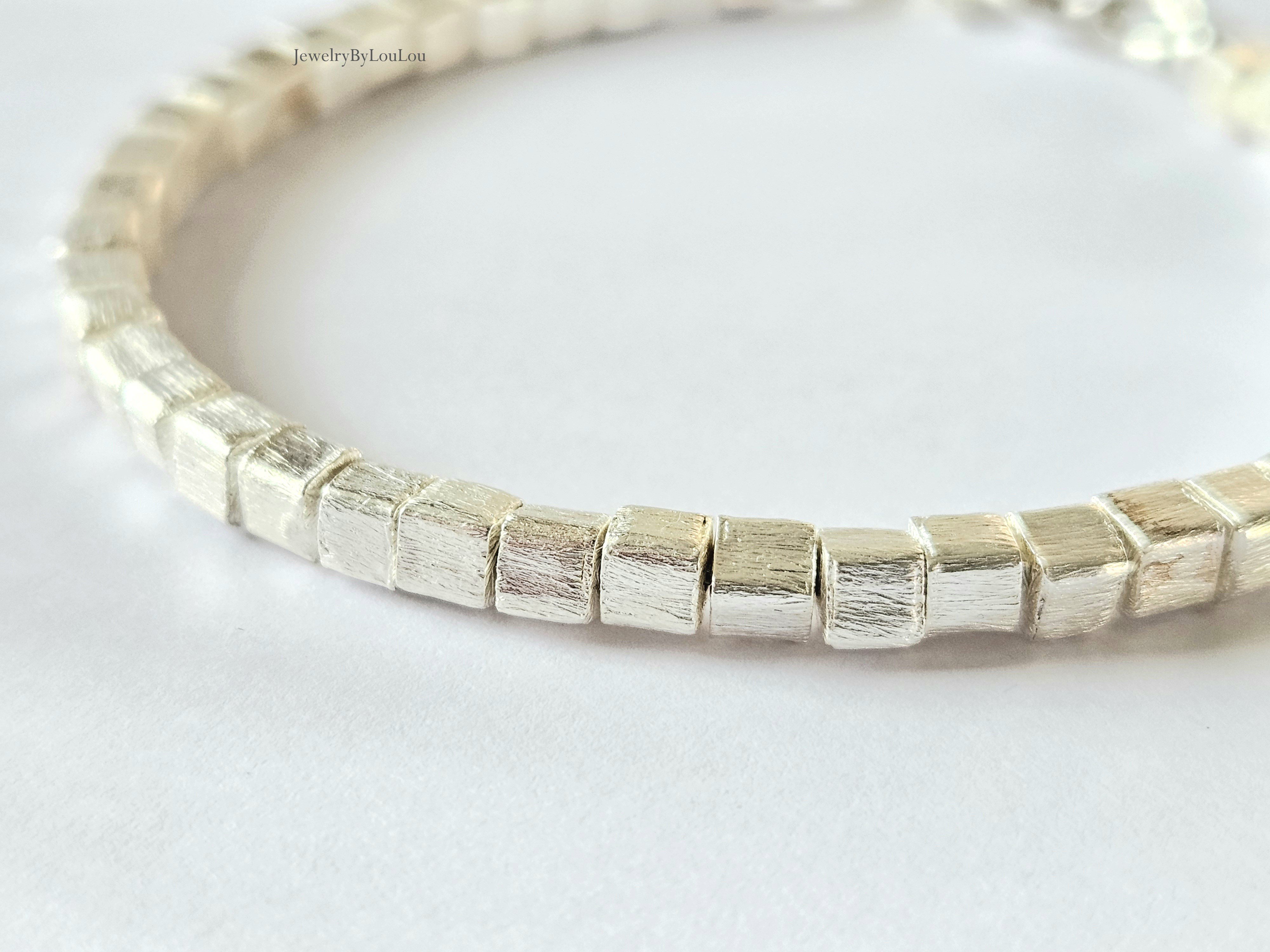Zwaar 925 sterling zilver kralen armband 4mm, geborsteld zilver