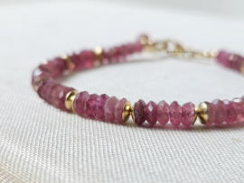 Roze toermalijn armband, 14k goldfilled