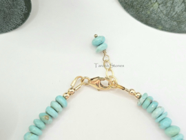 Turquoise en Morganiet kralen armband, 14k goldfilled & 925 sterling zilver