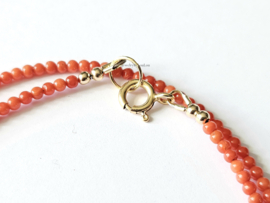 Italiaanse Koraal kralen ketting 14k goldfilled - 925 sterling zilver