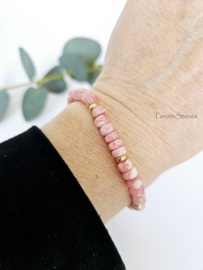 Rhodochrosiet kralen armband, 14k goldfilled & 925 sterling zilver