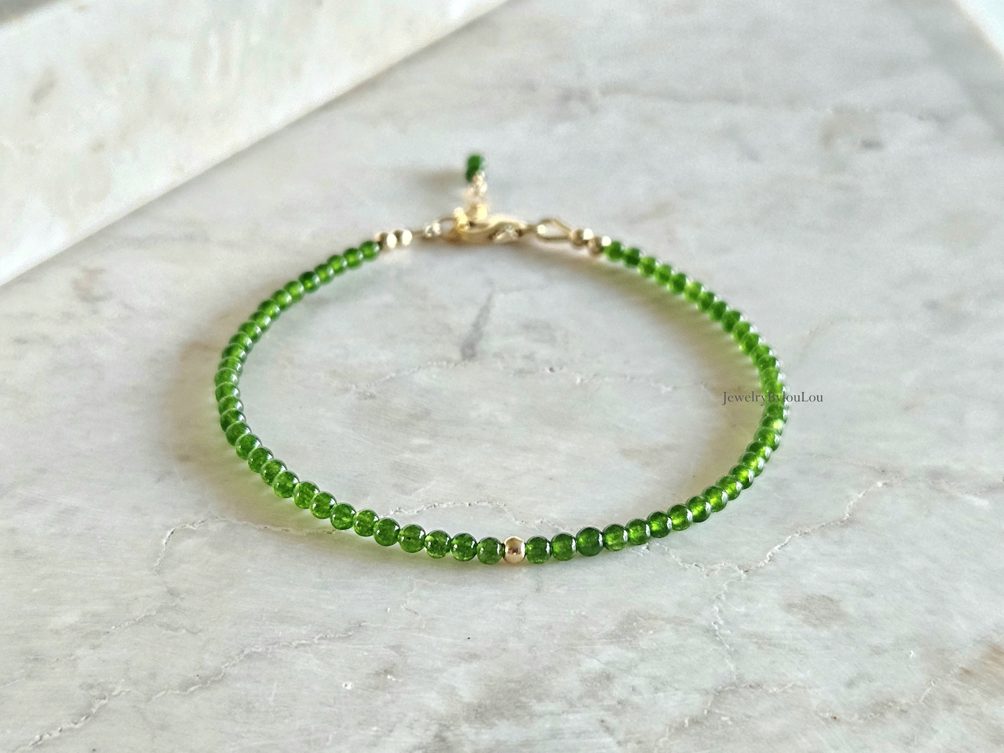 Taiwanese groene Jade kralen armband, 14k goldfilled - 925 sterling zilver