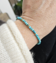 Turquoise beaded bracelet, 14k goldfilled - 925 sterling silver