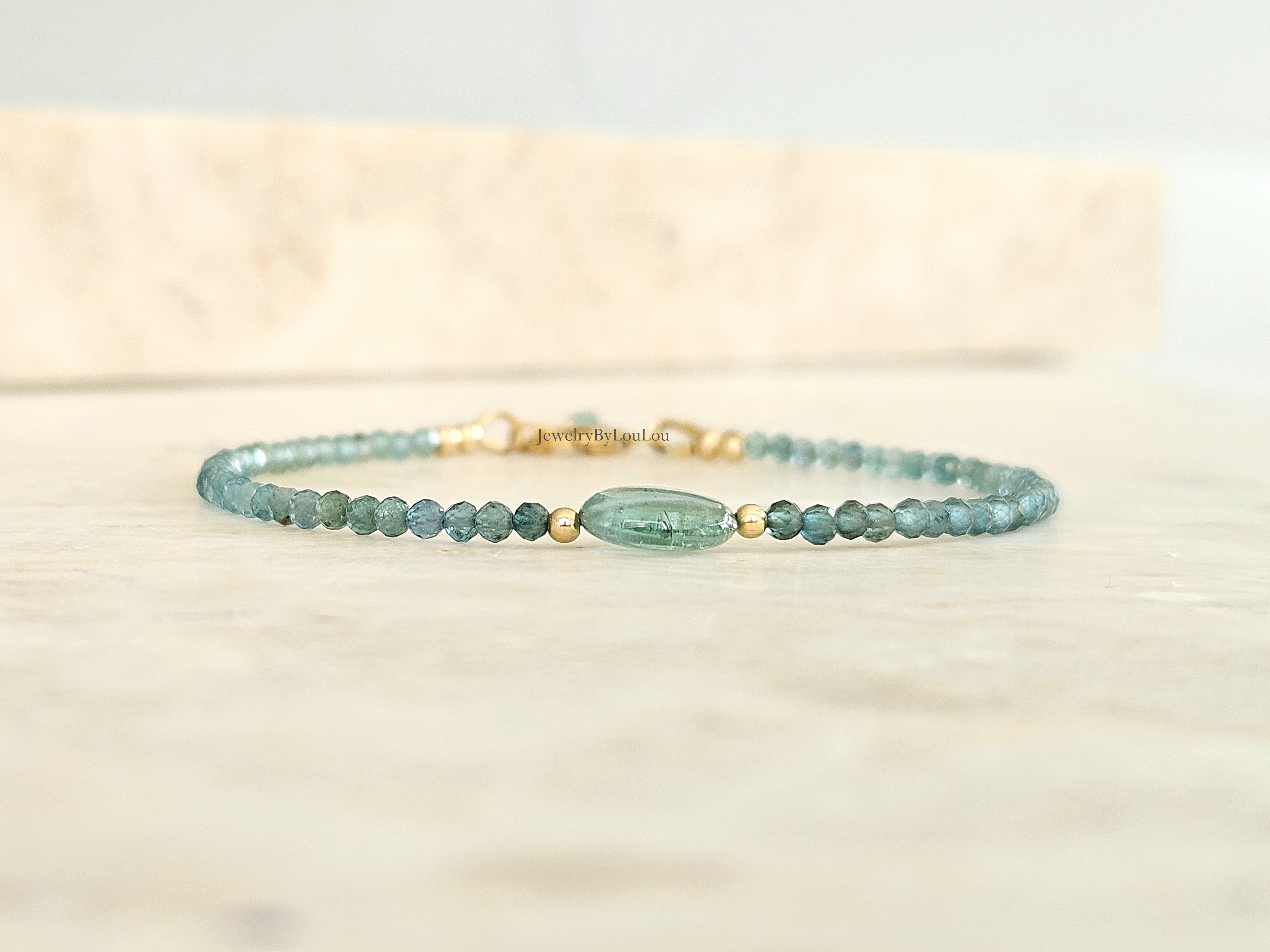 Indicolite tourmaline bracelet 925 sterling silver - 14k goldfilled