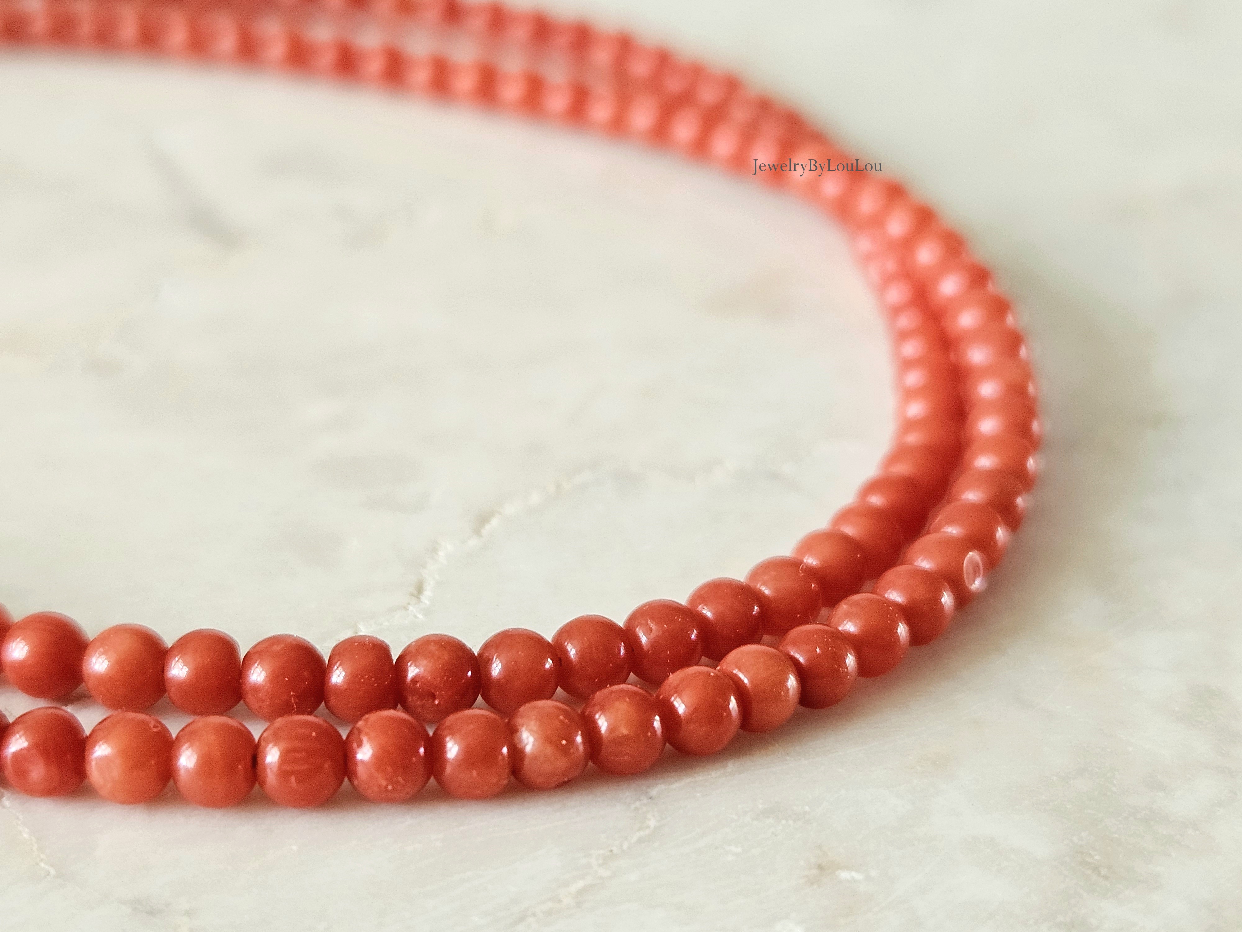 Italiaanse Koraal kralen ketting 3mm, 14k goldfilled - 925 sterling zilver